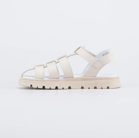 522184-23 Кожаные босоножки на липучке бежевый для девочки бежевый фото №2