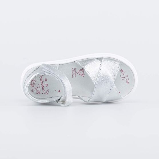 122199-22 Босоножки для девочки из натуральной кожи для девочки серебрист. фото №4