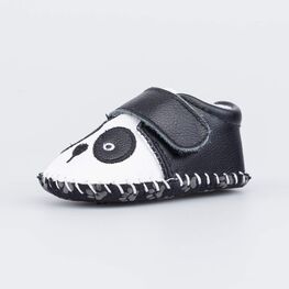 002134-11 Пинетки из натуральной кожи Панда для мальчики чер-бел