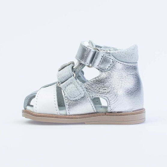 022118-21 Босоножки для девочки кожаные для девочки срб-бел фото №2