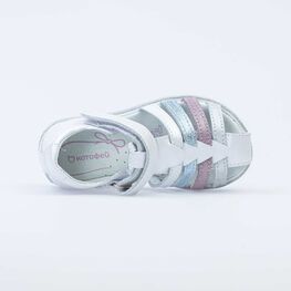 322109-21 Сандали летние на липучке для девочки бел-срб фото №4