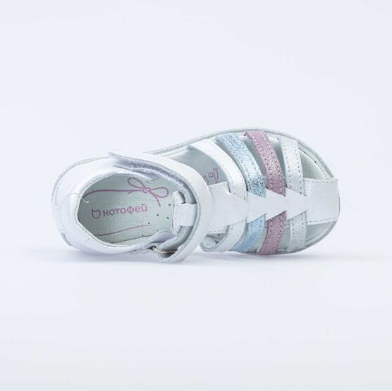 322109-21 Сандали летние на липучке для девочки бел-срб фото №4