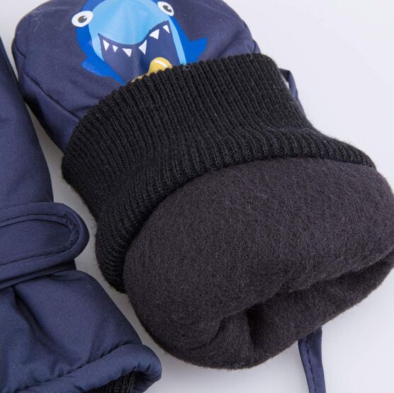 07721127-40 Варежки утепленные Акуленок для мальчики синий фото №4