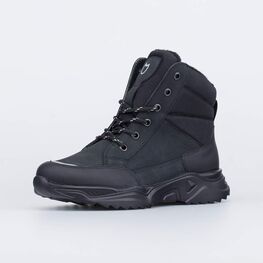754068-41 Зимние ботинки из натуральной кожи подростковые для мальчики черный