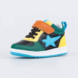 054007-24 Ботинки для первых шагов Звезда для мальчики черный + зеленый