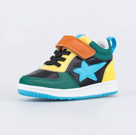 054007-24 Ботинки для первых шагов Звезда для мальчики черный + зеленый