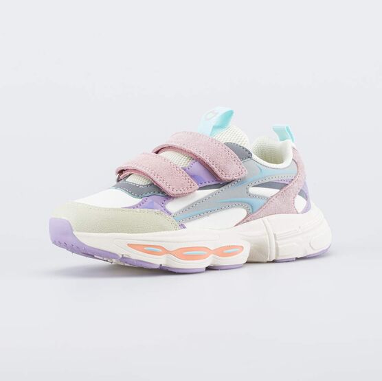 644485-71 Кроссовки с Softshell и липучками для девочки бежевый + розовый