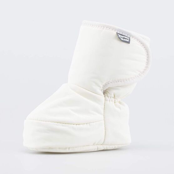 001117-45 Теплые меховые пинетки на липучке для девочки св.бежевый