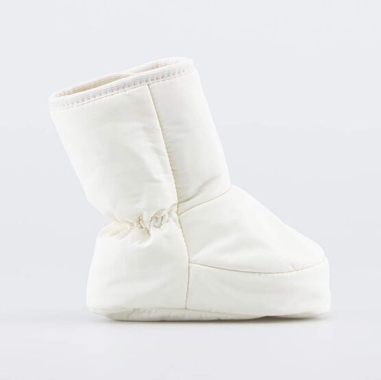 001117-45 Теплые меховые пинетки на липучке для девочки св.бежевый фото №2