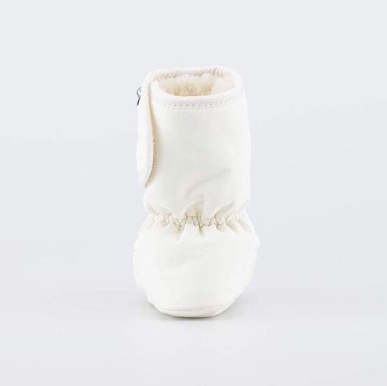 001117-45 Теплые меховые пинетки на липучке для девочки св.бежевый фото №5