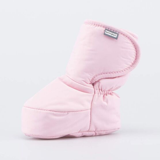 001117-46 Теплые меховые пинетки на липучке для девочки розовый