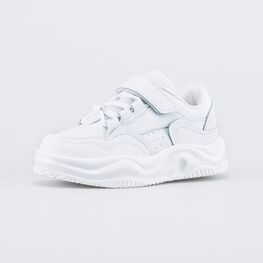 344521-71 Белые кожаные кроссовки на липучке для девочки белый