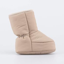 001117-44 Теплые меховые пинетки на липучке для мальчики бежевый фото №2