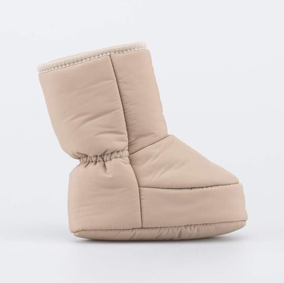 001117-44 Теплые меховые пинетки на липучке для мальчики бежевый фото №2