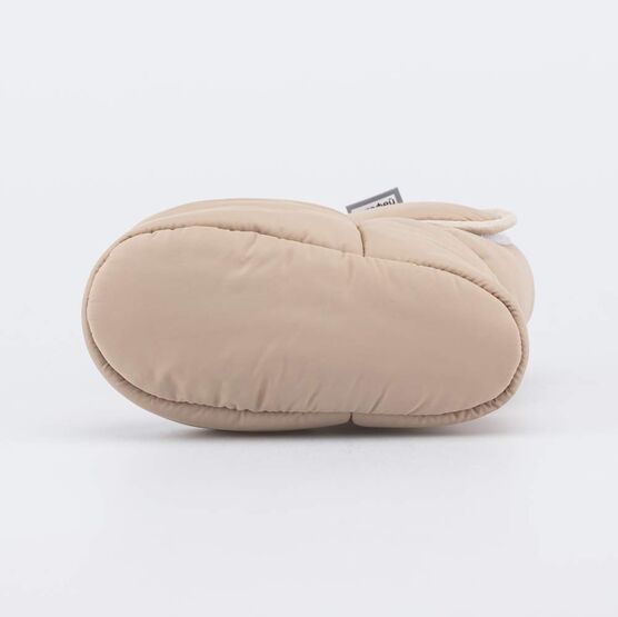 001117-44 Теплые меховые пинетки на липучке для мальчики бежевый фото №3