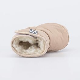 001117-44 Теплые меховые пинетки на липучке для мальчики бежевый фото №4