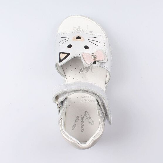 322106-21 Сандали летние на липучке для девочки серебрист. фото №4