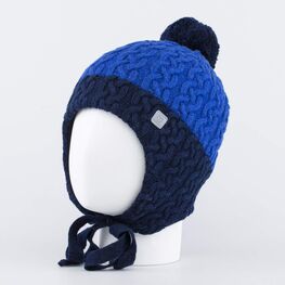 07711385-42 Зимняя шапка для мальчика на завязках для мальчики синий
