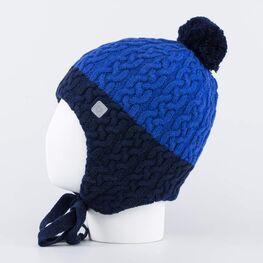 07711385-42 Зимняя шапка для мальчика на завязках для мальчики синий фото №2