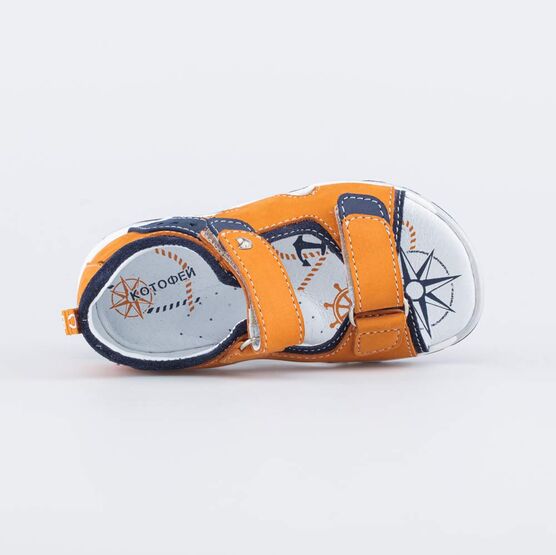 322159-22 Сандалии из натурального нубука для мальчики ора-син фото №4