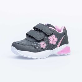 344250-71 Кроссовки с LED-подсветкой на подошве для девочки сер-роз