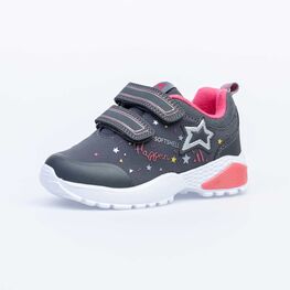 344253-71 Кроссовки с LED-подсветкой на подошве для девочки сер-крл