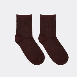 07842307-20 Теплые носки с ажурной вязкой бордовый для девочки бордовый фото №2