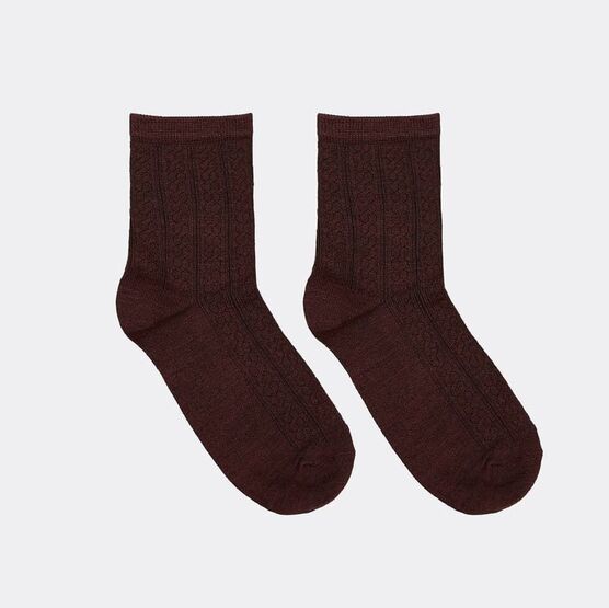 07842307-20 Теплые носки с ажурной вязкой бордовый для девочки бордовый фото №2