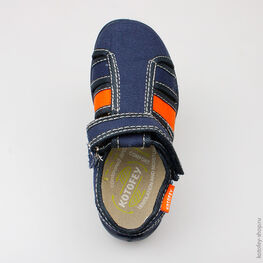 421005-17 Сандалии текстильные для мальчики син-ора фото №4