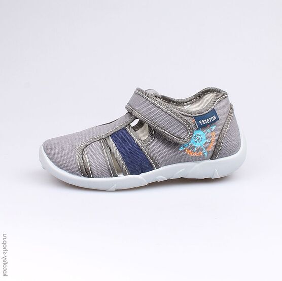 421005-18 Сандалии текстильные для мальчики сер-син