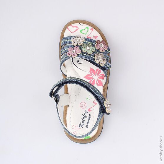 423004-21 Босоножки для девочки светло-синий фото №4