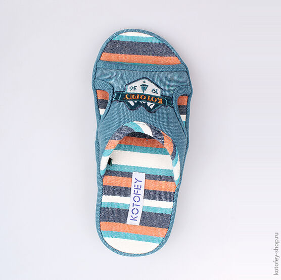 531023-11 Тапочки голубые для мальчики голубой фото №4