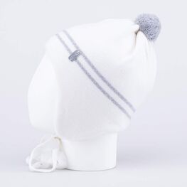 07811423-41 Шапка шерстяная на завязках для девочки серый + белый фото №2