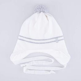 07811423-41 Шапка шерстяная на завязках для девочки серый + белый фото №4