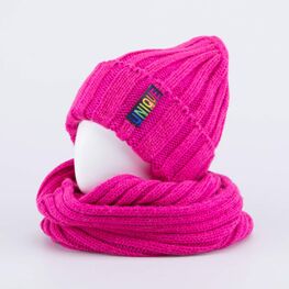 07811571-40 Шапка и снуд фуксия для девочки фуксия