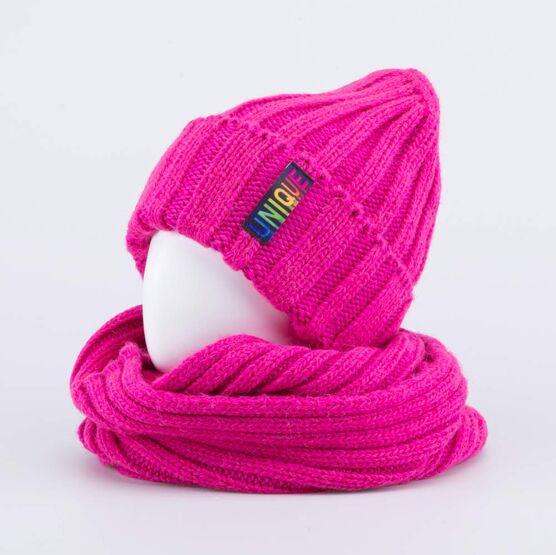 07811571-40 Шапка и снуд фуксия для девочки фуксия