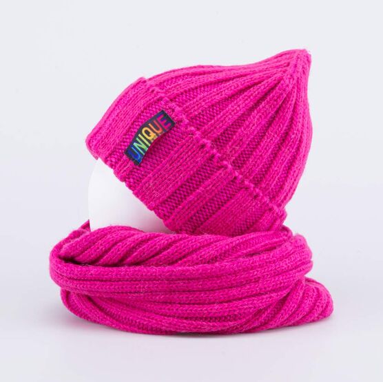 07811571-40 Шапка и снуд фуксия для девочки фуксия фото №2