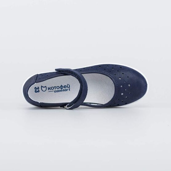 532272-22 Кожаные туфли для девочки для девочки синий фото №4