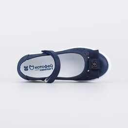 532295-22 Кожаные туфли для девочки Бабочка для девочки синий фото №4