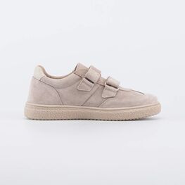 532338-21 Бежевые велюровые полуботинки-кеды для девочки бежевый фото №2