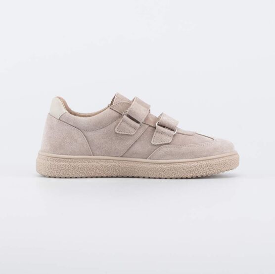 532338-21 Бежевые велюровые полуботинки-кеды для девочки бежевый фото №2