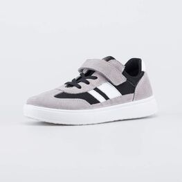 534053-13 Кожаные полуботинки-кроссовки для мальчика для мальчики серый + черный