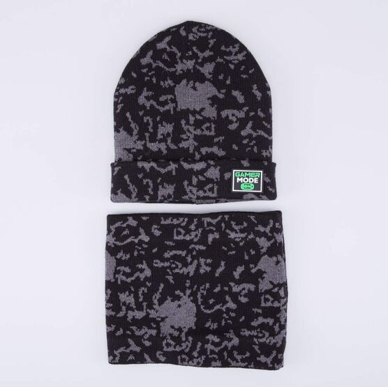 07711986-40 Комплект шапка+снуд черный для мальчики черный