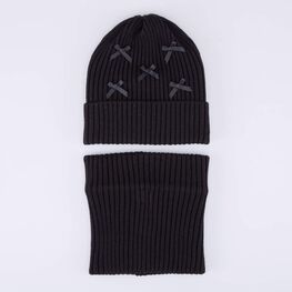 07811439-41 Комплект шапка+снуд черный для девочки черный