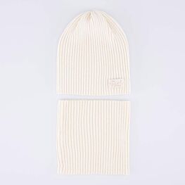 07811440-40 Комплект шапка+снуд светло-бежевый для девочки светло-бежевый