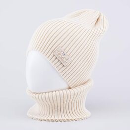 07811440-40 Комплект шапка+снуд светло-бежевый для девочки светло-бежевый фото №2