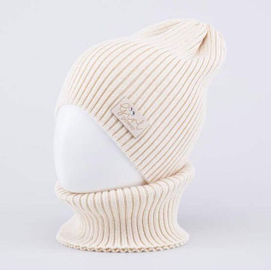 07811440-40 Комплект шапка+снуд светло-бежевый для девочки светло-бежевый фото №2