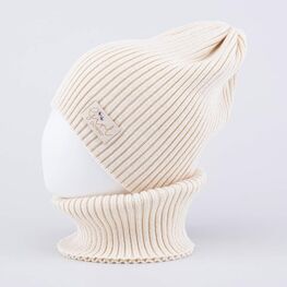 07811440-40 Комплект шапка+снуд светло-бежевый для девочки светло-бежевый фото №3