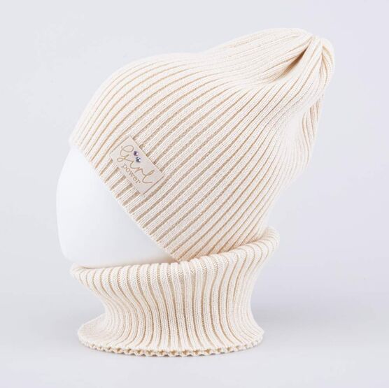 07811440-40 Комплект шапка+снуд светло-бежевый для девочки светло-бежевый фото №3