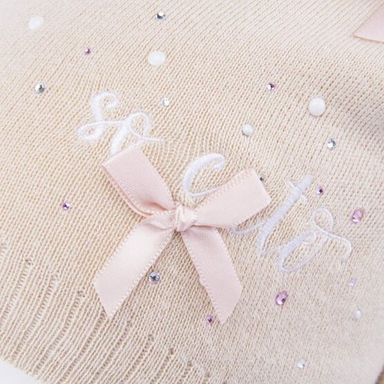 07811441-41 Теплый комплект шапка на завязках+снуд светло-бежевый для девочки светло-бежевый фото №4